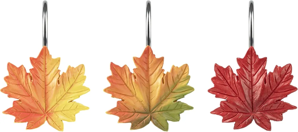 Maple Leaf Shower Curtain Hooks, Yellow to Red