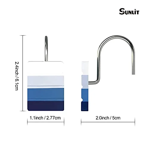 Ombre Blue Decorative Shower Curtain Hooks, photo 3