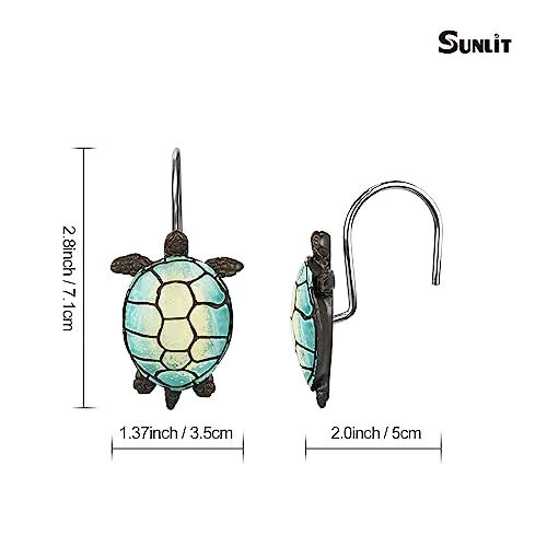 Sea Turtle Shower Curtain Hooks, Turquoise, photo 3