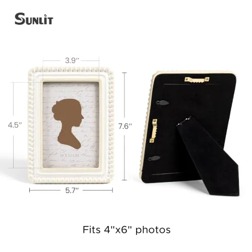 Square Boho Vintage Picture Frame with Beaded Border 4x6 (3MPH), photo 2