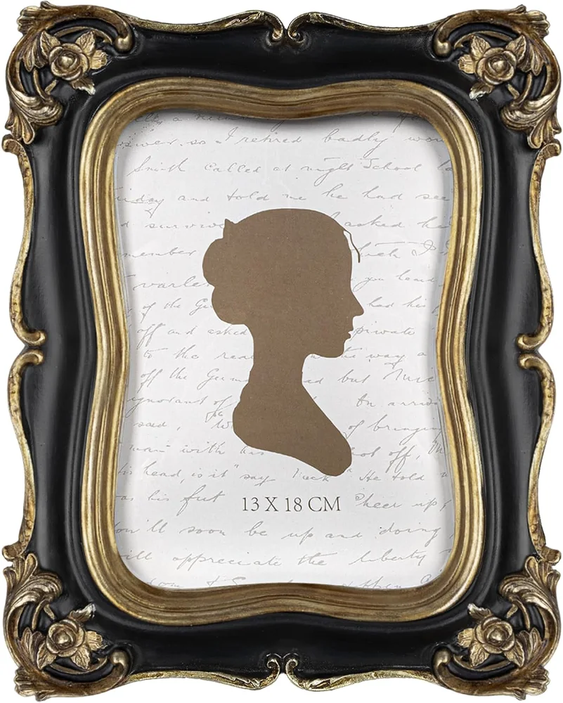 Vintage Picture Frame 5x7, Black and Gold