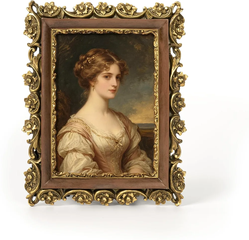 Vintage Picture Frame 5x7, Gold and Brown