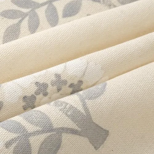 Block Print Polyester-Cotton Fabric Shower Curtain, Beige Vintage Floral, photo 2