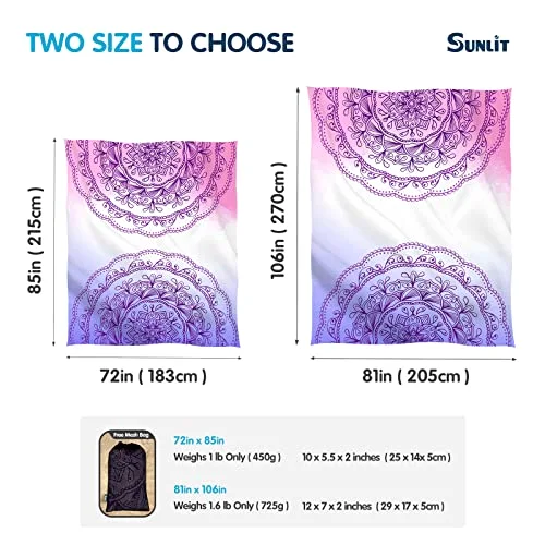 Boho Sand Proof Beach Blanket, Purple Pink, 81×106, photo 2