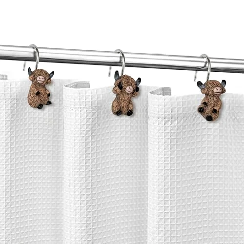 Highland Cow Shower Curtain Hooks, Brown – 3 Designs, photo 4
