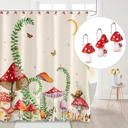 Mushroom Decorative Shower Curtain Hooks, photo 2