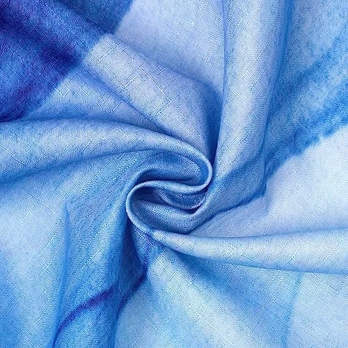 Ombre Blue Watercolor Textured Slubbed Fabric Shower Curtain, photo 4