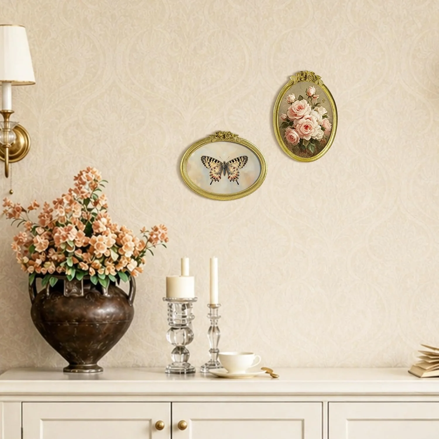 Vintage picture frames: choosing the size, and hanging a wall of them