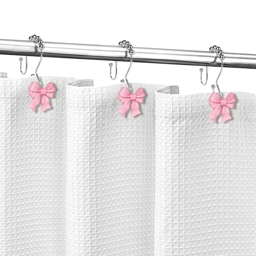 Pink Bow Shower Curtain Hooks, Pink with Double Hooks, photo 4