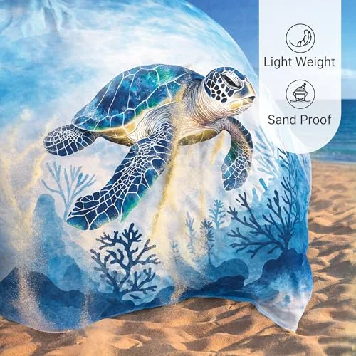 Sand Proof Beach Blanket, Blue Turtle, photo 3