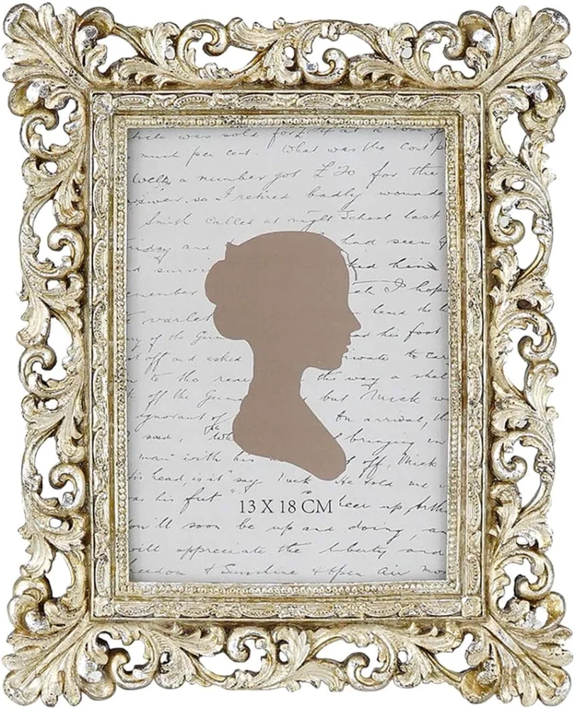 Vintage Picture Frame 5x7, Antique Gold Silver
