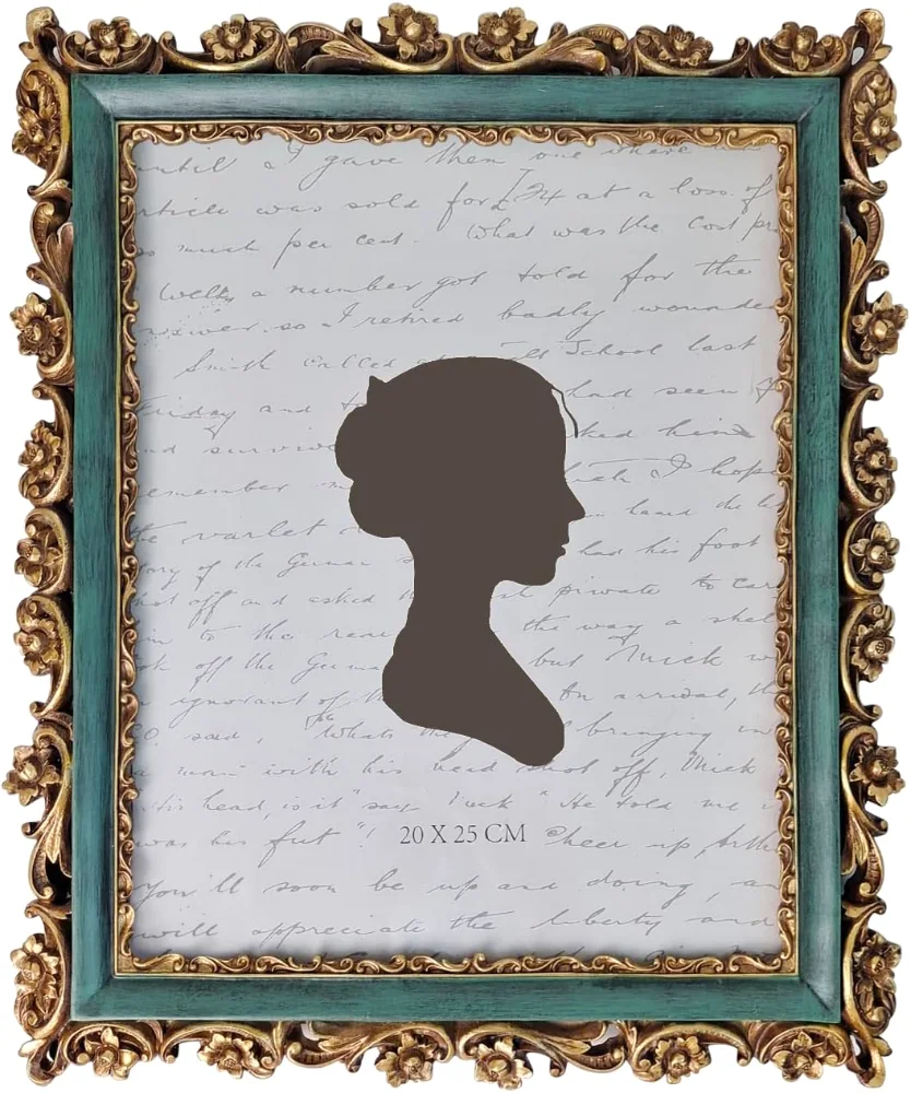 Vintage Picture Frame 8x10, Gold and Dark Green